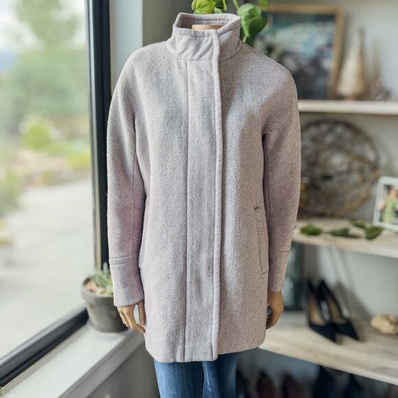 J. Crew Wool Blend Full Zip City Coat in Heather Dusk Grey, Women's Size 10 - Picture 2 of 12